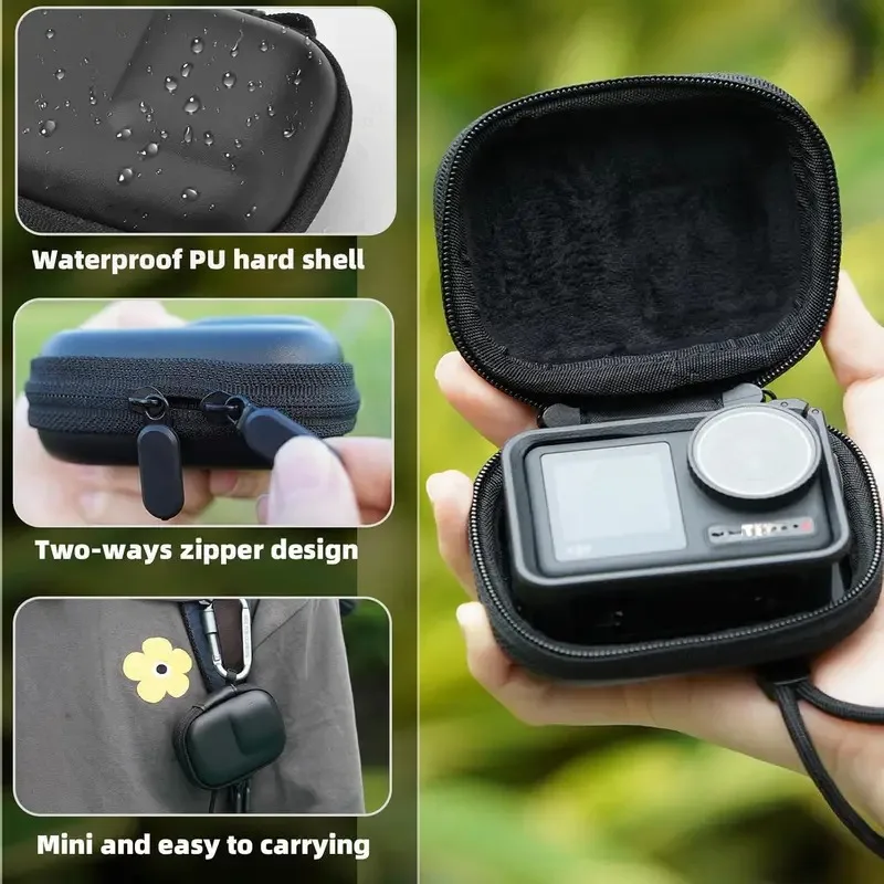 Shockproof Anti-scratch Hard Shell Carrying Case for DJI Osmo Action 6 5 Pro 4 3 Portable Action Camera Accessory with Carabiner