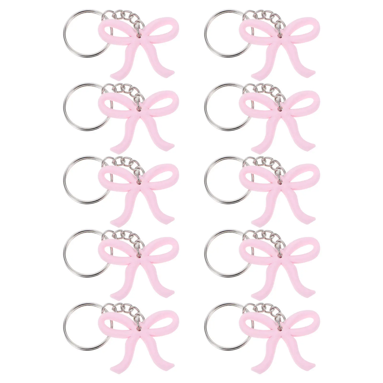 Lote de 10 Llaveros con Lazo Rosa, Decoración Elegante con Lazo, Artículos para Fiestas, Recuerdos para Cumpleaños, Adorno para Bolsas de Regalo, Llavero con Lazo Rosa