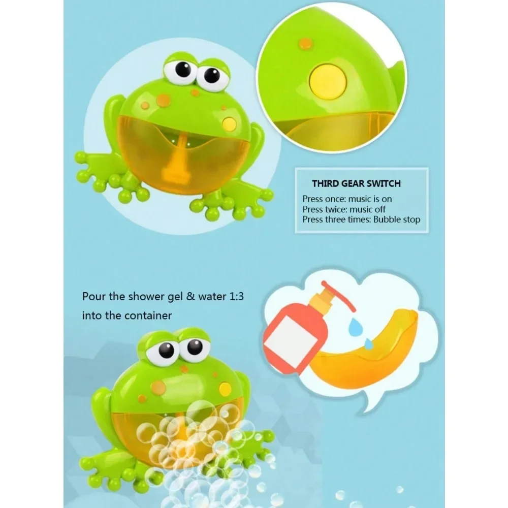 Frog Bubble Shower Bubble Maker Bath Toys Bubbling Making Machine Toy (The Shape And Color Of Some Accessories Are Random)