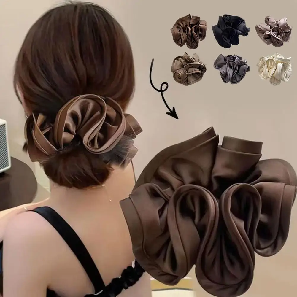 New French Design Sense Fungus Hair Tie Ins-Like Satin Hair Tie For Women With Simple Temperament New Style Hair Tie F2Z5