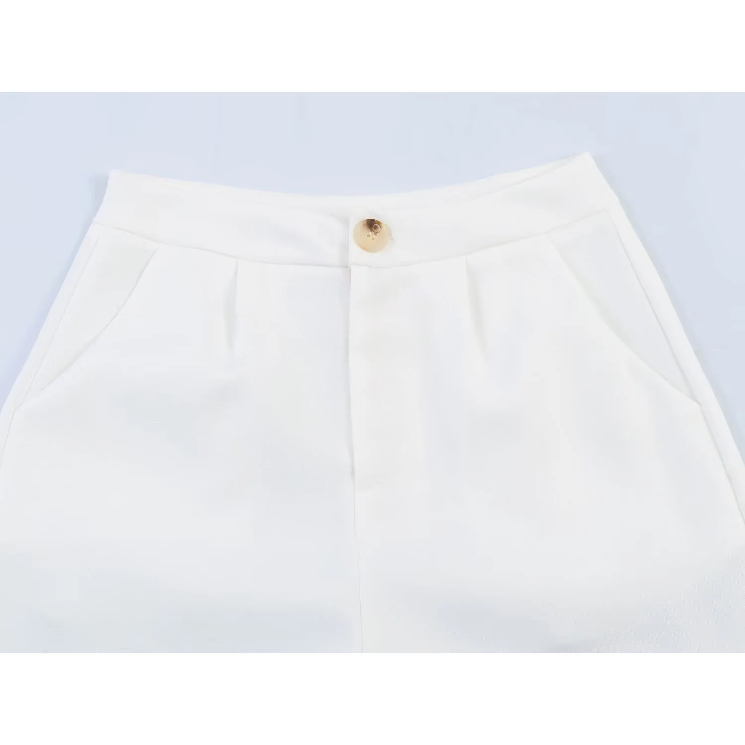 KASLEAD Women's High Waist Wide Leg Pants Thin Mixed Material White Casual Trousers Slimming Effect Small Stature