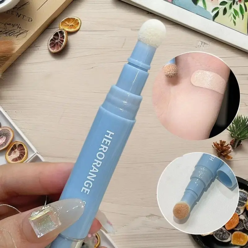 HERORANGE-Bolígrafo corrector de cabeza de felpa para detalles, cobertura de ojeras, incluso el tono de la piel, iluminador, base de control de aceite, FaceHolding