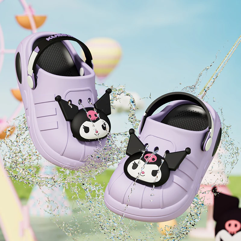 

Новые детские тапочки Sanrio, летние сандалии с бантом и рисунком для девочек, шлепанцы, нескользящая садовая пляжная обувь