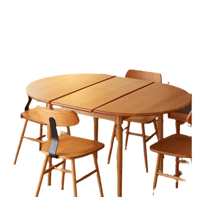 

North American Cherry, Retractable, Folding Dining Table, Black Walnut, Round