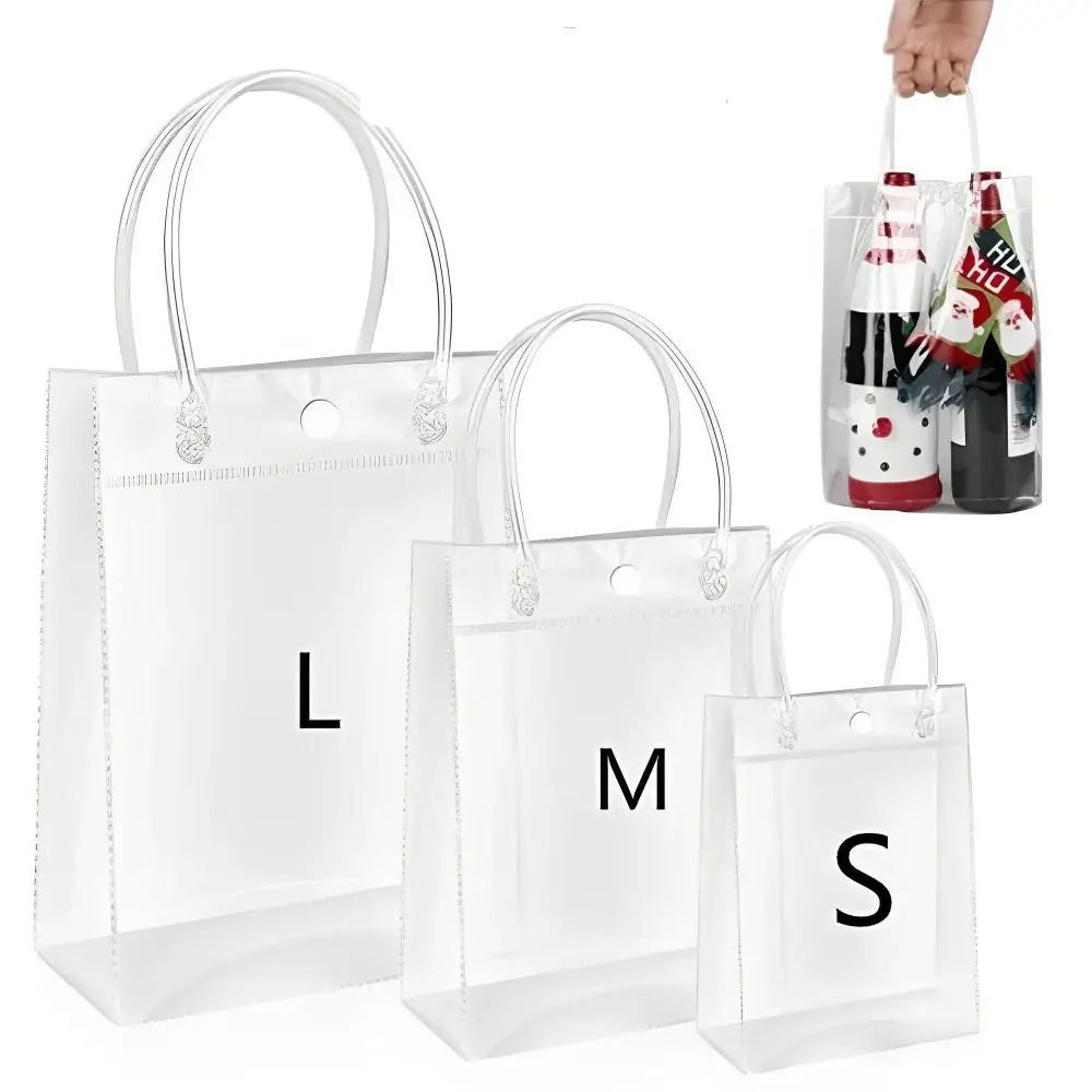 Bolso de mano transparente de PVC, bolsas de compras impermeables transparentes con asa, bolsa de almacenamiento, bolsas de plástico para cosméticos, nuevo