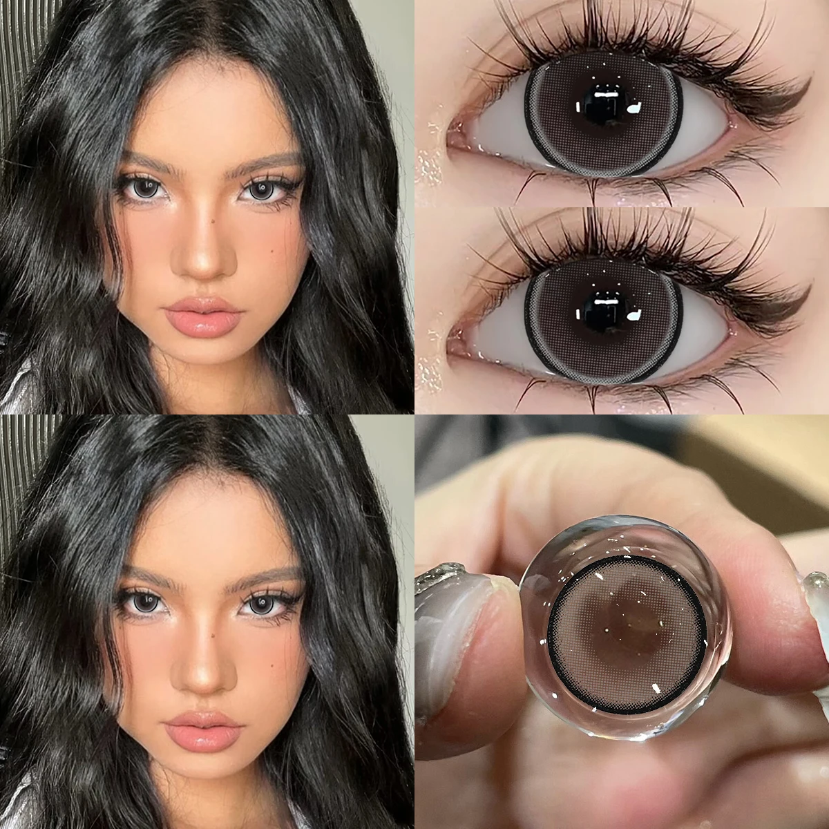 Bio-essense 1 Pair Big Eyes Black Lenses 14.5MM Korean Natural Lenses Color Contact Lenses Eyes with Gray Beautiful Pupil Lentes
