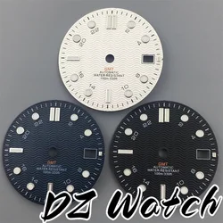DZ 29mm/31mm Watch Dial Black Blue White Dial Wave Grain Green Luminous Fit NH34 GMT Automatic Movement Men's Watch  Date Window