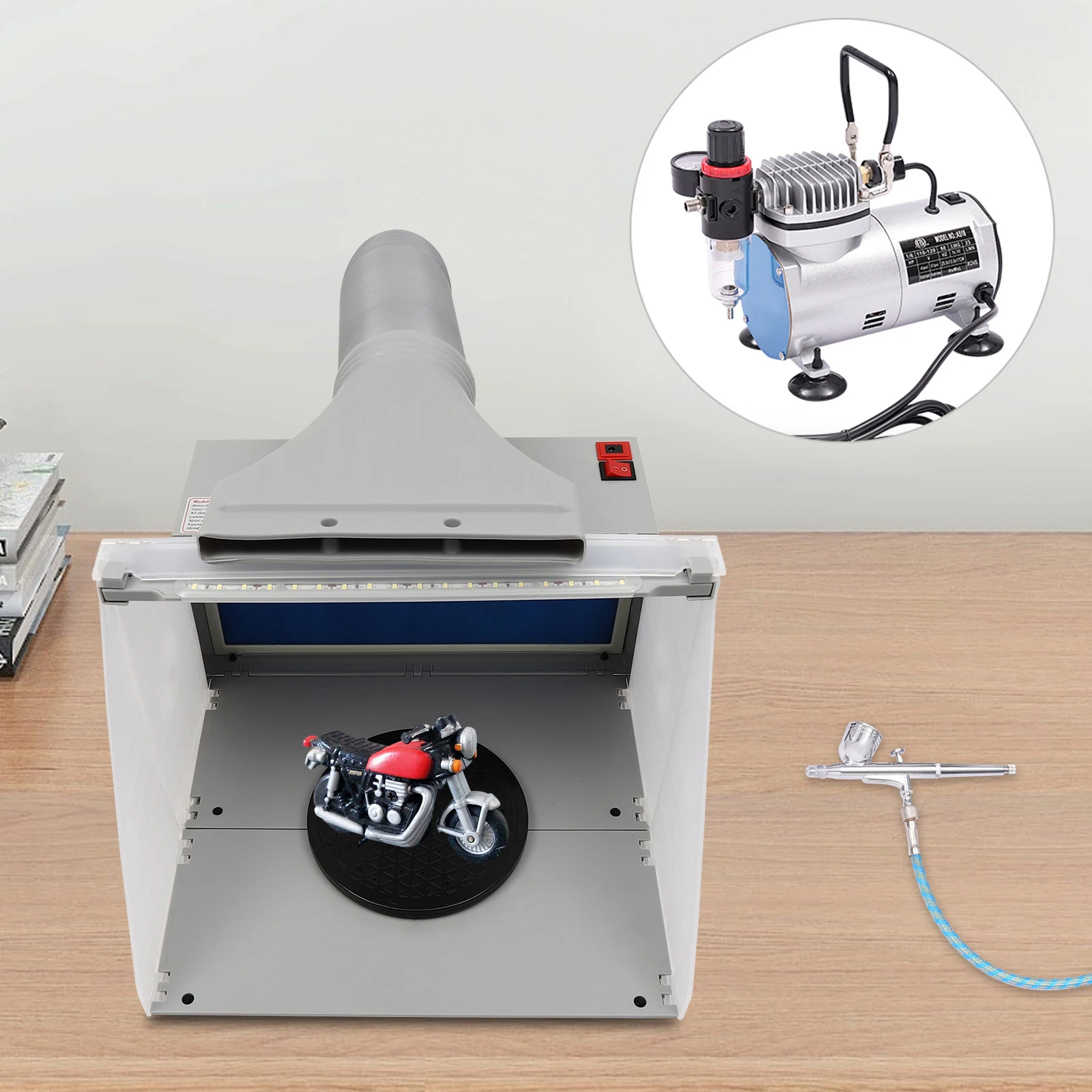 

Портативный набор для аэрографии с LED-подсветкой, компрессором и фильтром для моделирования, художественной росписи и рукоделия