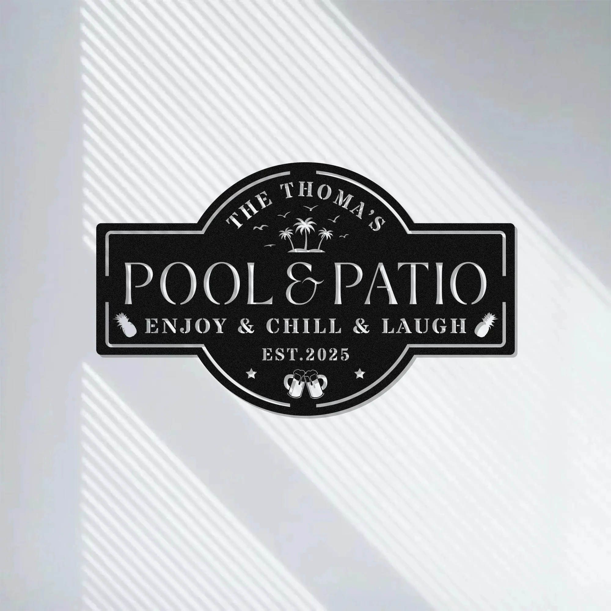 Custom Personalized Poolside Oasis Sign Metal Sign Poolside Decor Custom Backyard Oasis Sign Patio Sign Outdoor Wall Decor