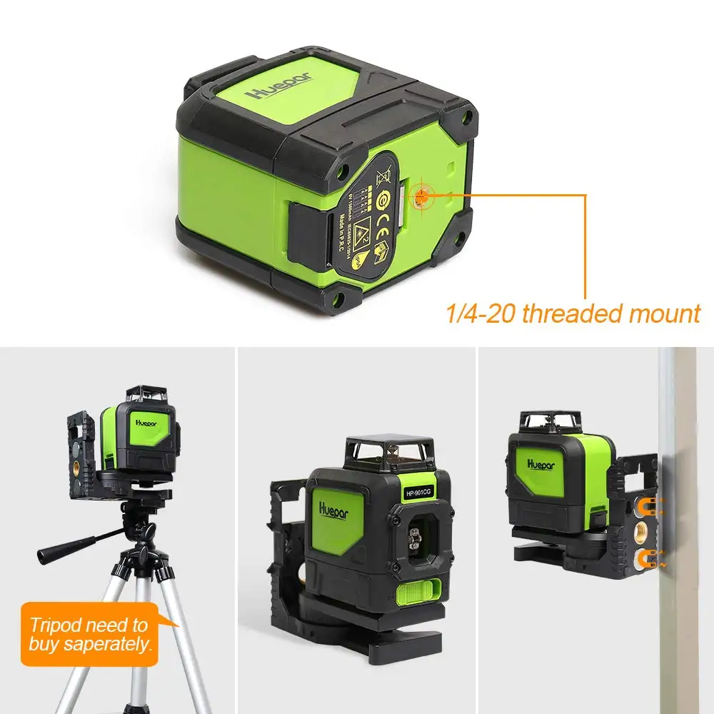 901CG Self-leveling 360 Horizontal Cross Line,Multi Outdoor Pulse Mode 5 Lines Green Beam Laser Level