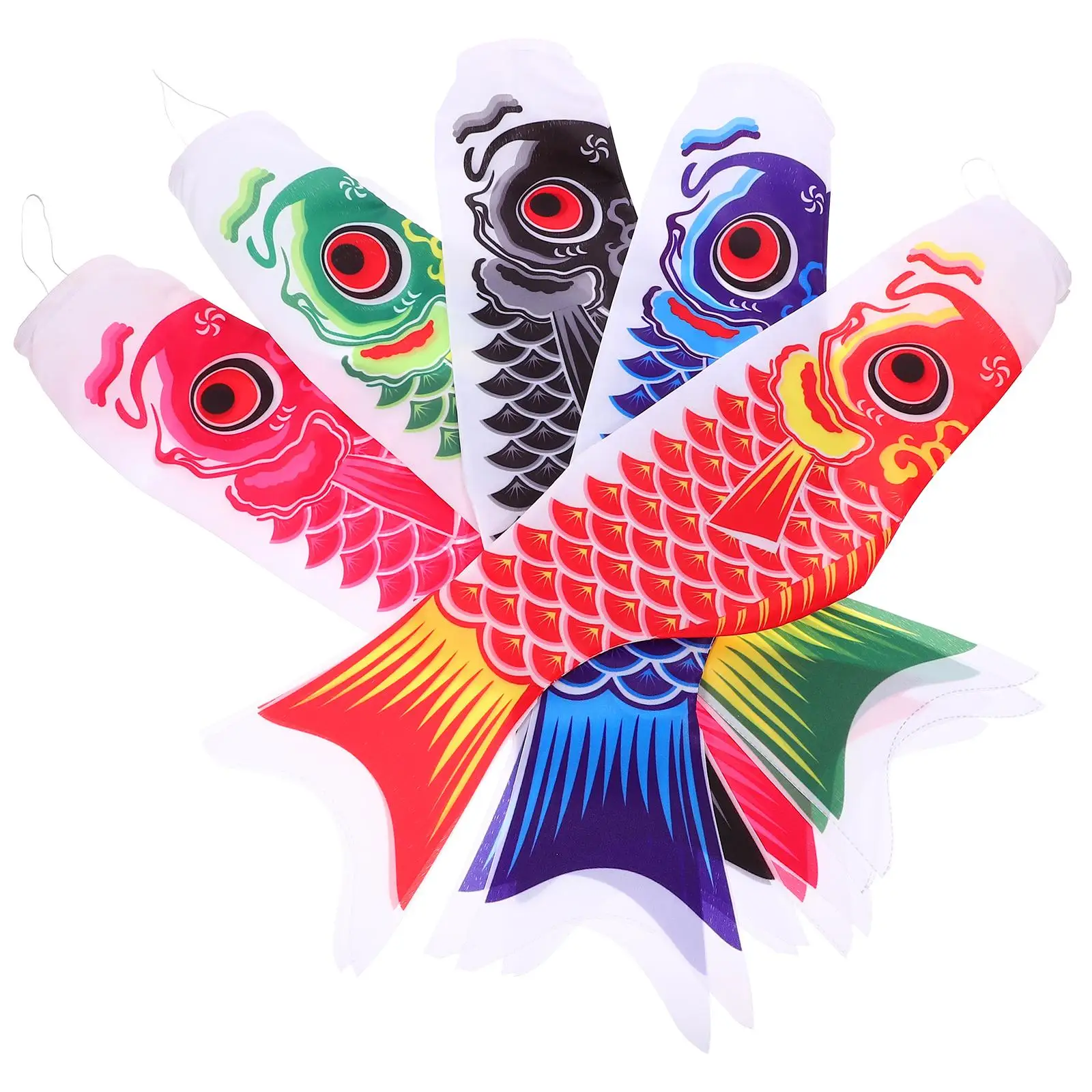 5 PCS Japanese Carp Streamer Wind Sock Kit Windsock Flags Funny Fish Style Stylish Hanging The Banner