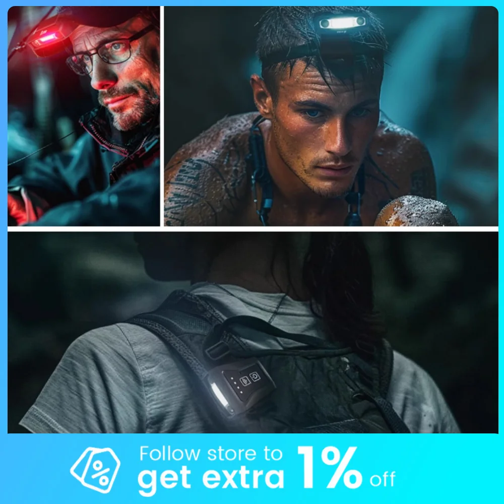 

LEM L200/L300 Powerful Headlamp Outdoor Climbing Head Lamp Flashlight 500mAh/800mAh Rechargeable Fishing Head Torch With Hatclip