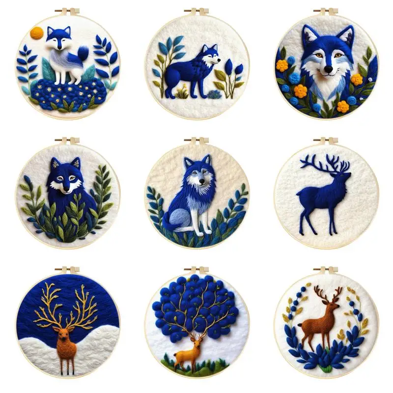 

Wolf Needle Felt Starter Kits For Adults Diy Wool Felting Painting Beginners Kit Embroidery Frame Wool Needlework Crafts