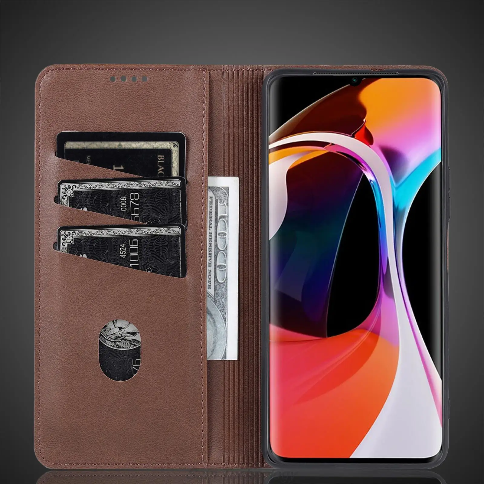 Deluxe Magnetic Adsorption Leather Fitted Case for Xiaomi Mi Note 10 lite 6.47\