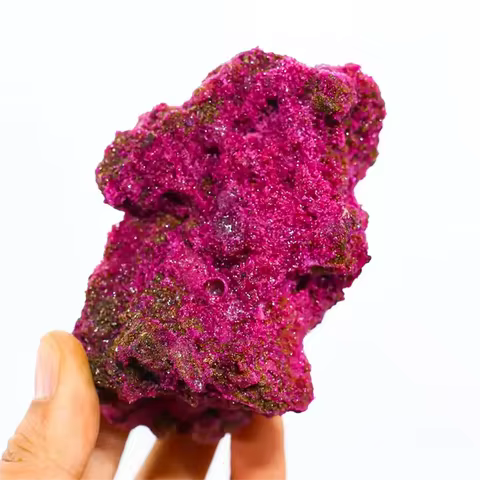 1pc Bohemian Raw Red Corundum Crystal Specimen - Sparkling Mineral Stone for Home Decor, Holiday Decoration &amp; Crystal