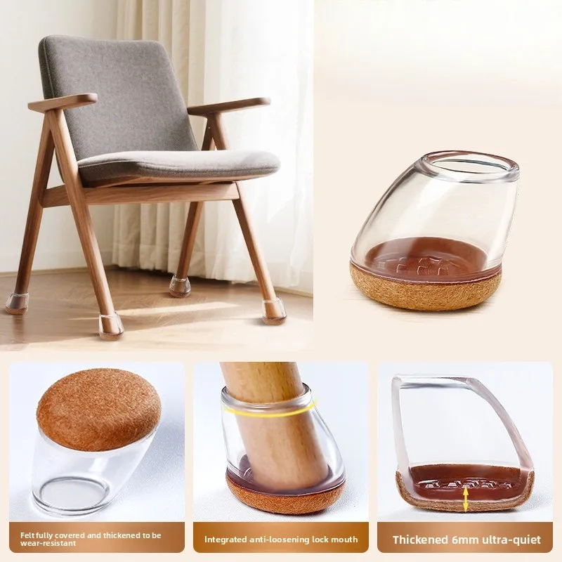 8PCS Clear Chair Leg Floor Protectors for Hardwood Floors,for 15-25° Slanted Legs, Barstool Chair Leg Covers,Anti-Scratch&Noise