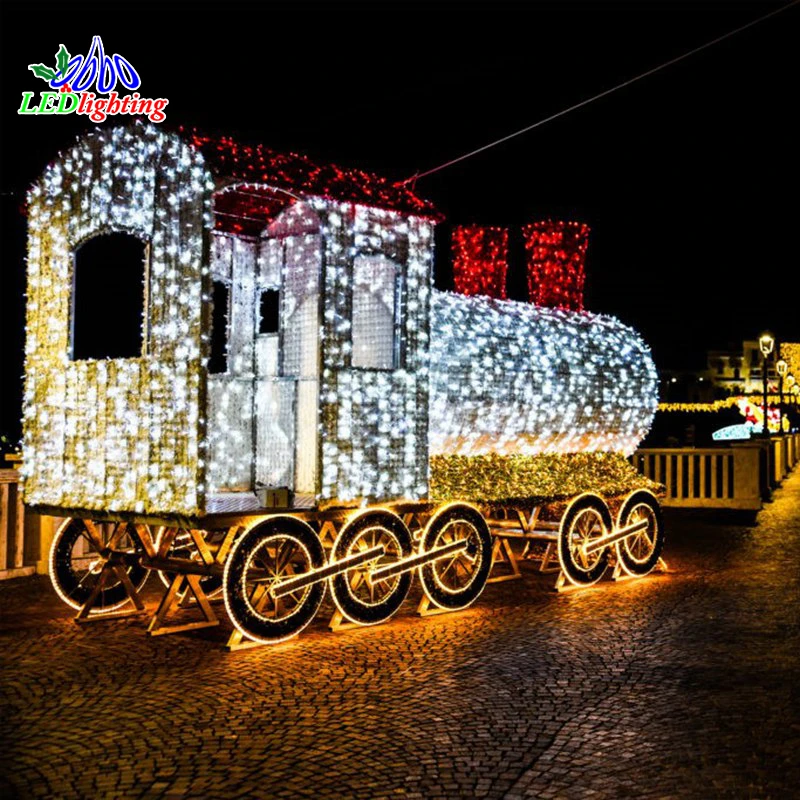 Luz personalizada con motivo de tren en 3D, decoración de Plaza de parque