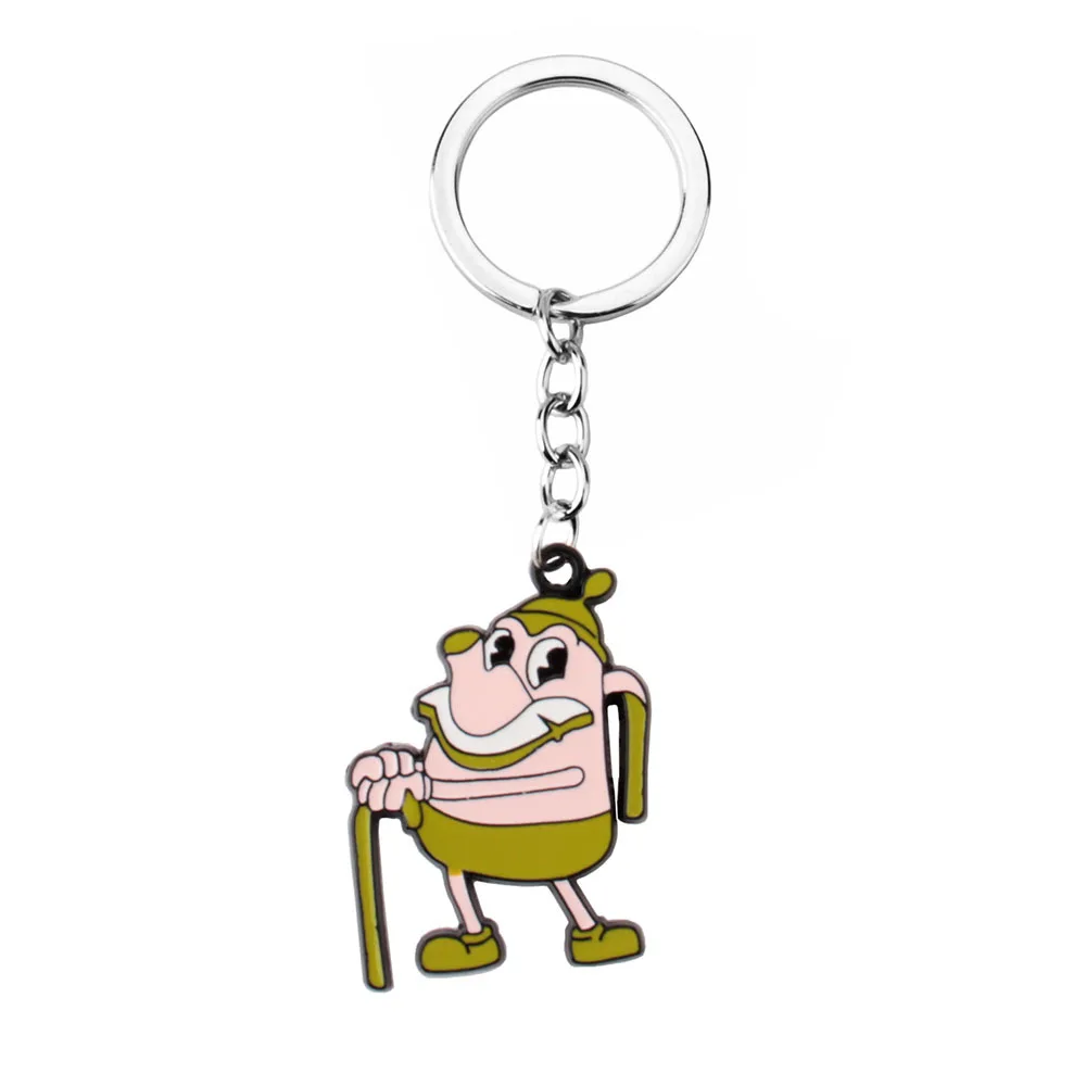 Cuphead Adventure Enamel Pendant Keychain for Men Women Mark Cup People Metal Key Ring Finder Fans Collectible Party Jewelry