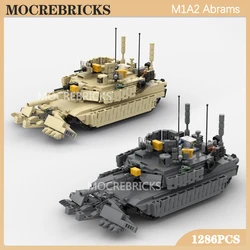 Military Weapons Building Block Army M1A2 Abrams Main Battle Tank Track Vehicle Technology Bricks Toys Children Christmas Gifts