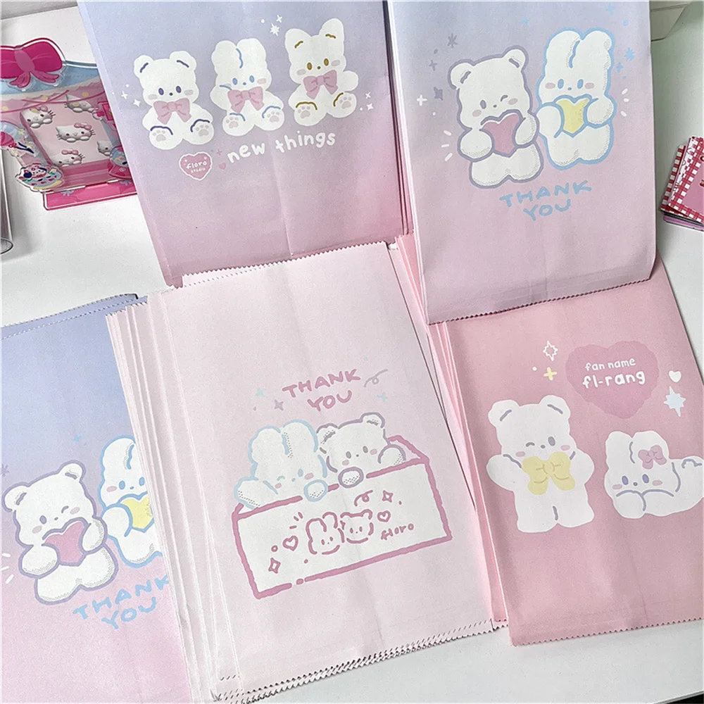 

1pc Cute Cartoon Pink Bear Gift Bag Small Storage Bag Valentine'S Day Gift Decoration Paper Bag Food Packaging Bag