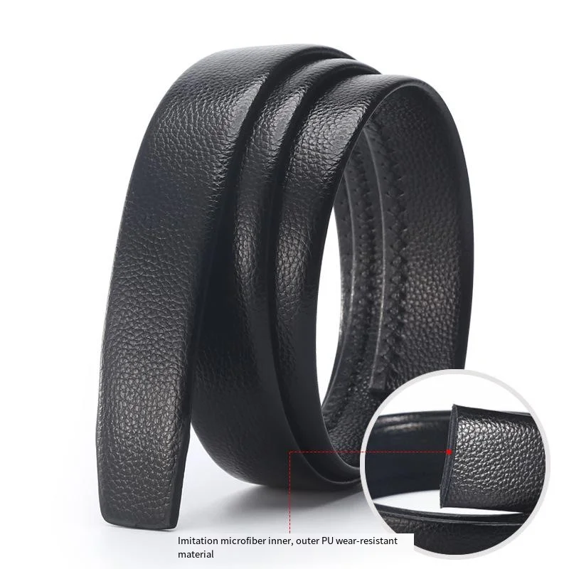 Black Men's Cow Belt,  Youth Leisure Business Belt,Can Be Used To Adjust The Size By Scissors (no belt buckle)