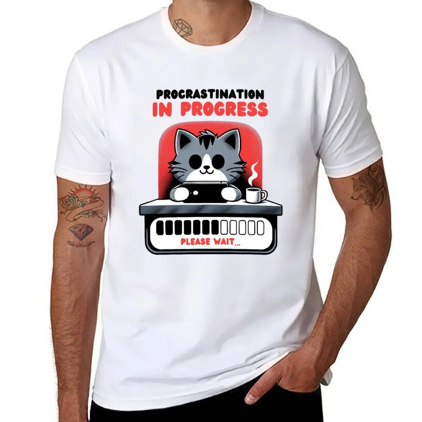 

Funny Cat Procrastination in Progress T-Shirt cotton t shirt pack man t shirts graphic T-Shirt