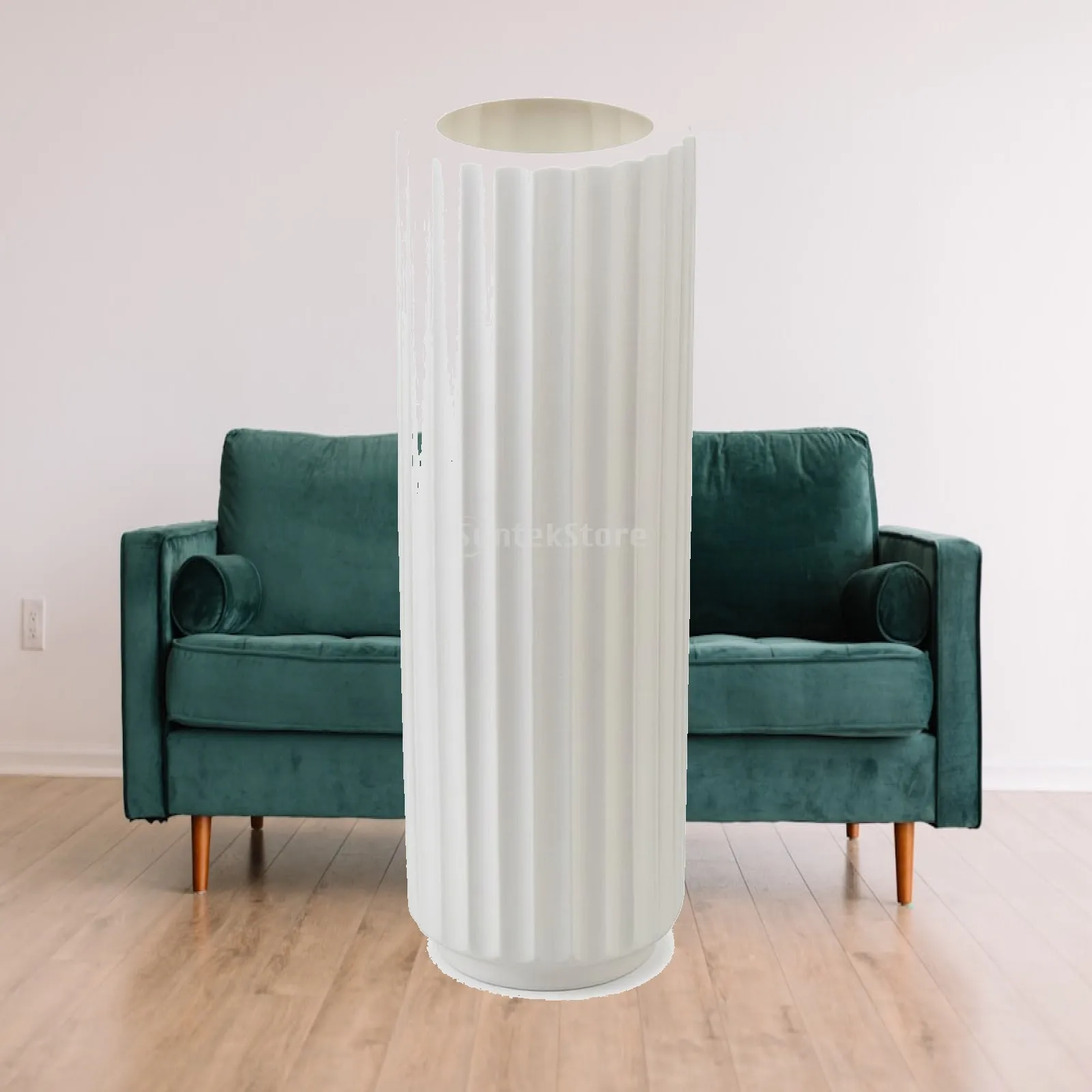 Tall Imitation Ceramic Vase Modern Ribbed Texture Large Plastic Vases for Entryway Floor Decoration