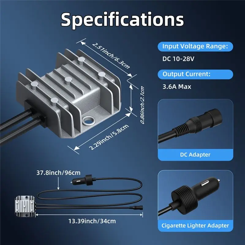 FULL-12V Car Adapter Power Cable For Starlink Mini With Step-Up Converter 10-28V To 30V 3.5A Cigarette Plug