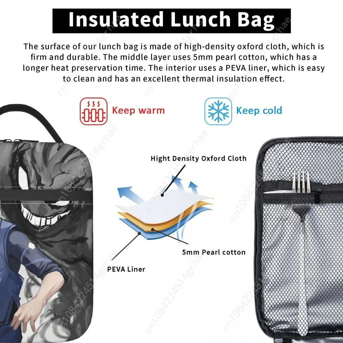 Blue Lock Bachira Yoichi Isagi Borsa per il pranzo isolata Borsa per alimenti per calcio Manga Scatole per il pranzo termiche portatili per i viaggi