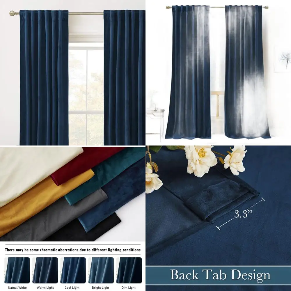 

Темно-синие плотные шторы с термоизоляцией 90, комплект из 2 панелей для гостиной и детской спальни, W52 x L90