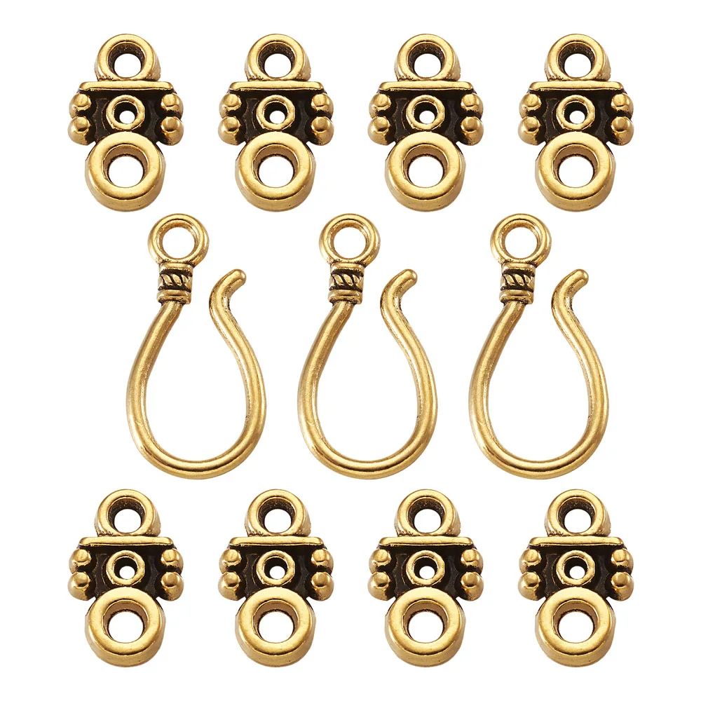 

10 Set Alloy S-Hook Clasps Metal Connectors Antique Golden Color For Leather Cord Bracelet Necklace Making Jewelry DIY Supplies