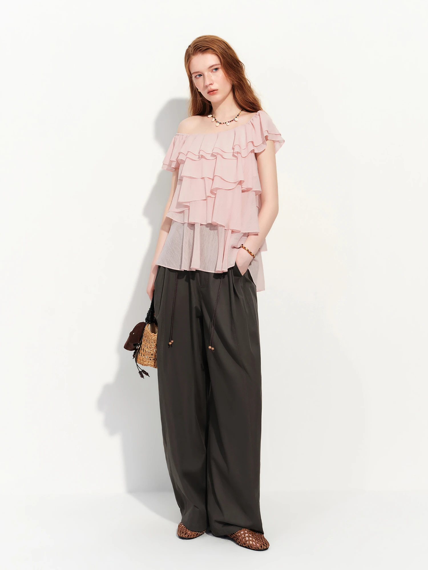 FSLE 2026 Summer Women's Mid-Rise Barrel Leg Casual Pants in Lyocell Cotton Blend - Relaxed Tailored Fit for Daily Wear