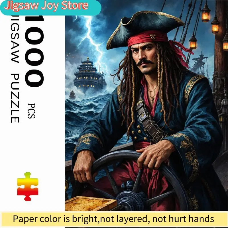 

Disney Pirate Jack Sparrow Themed Jigsaw Puzzle Suitable for Adults - 50cm x 70cm Stormy Sea Adventure with Ship Wheel & Ligh