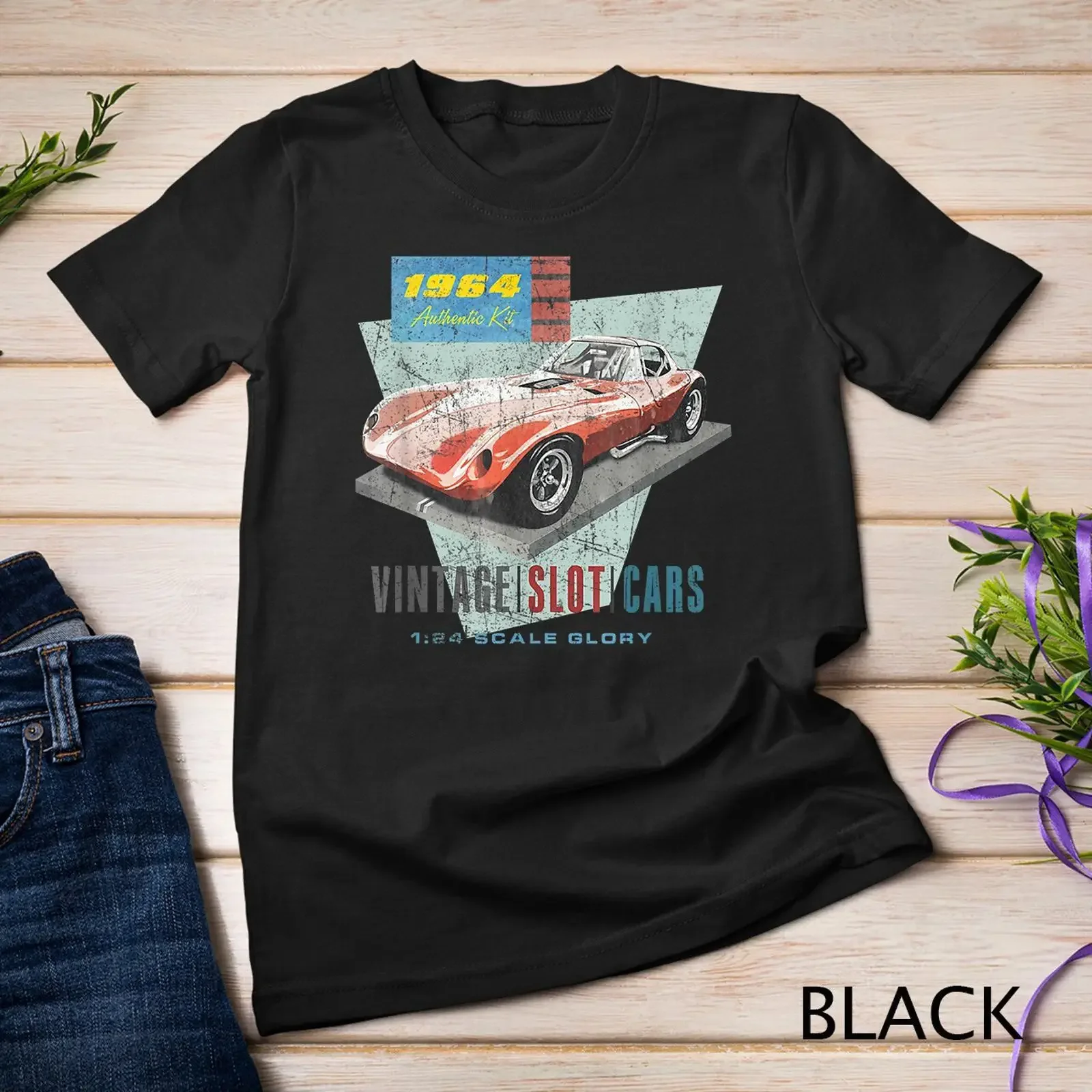 Mens Vintage Slot Car Racing throwback tee shirt T vintage Washed streetwear Versatile Comfortable Unisex graphic homme fashion