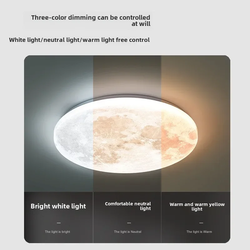 

Remote Controlled Ceiling Light with Moon Design for Bedroom Study Room, Contemporary Round Foyer Hallway Lamp