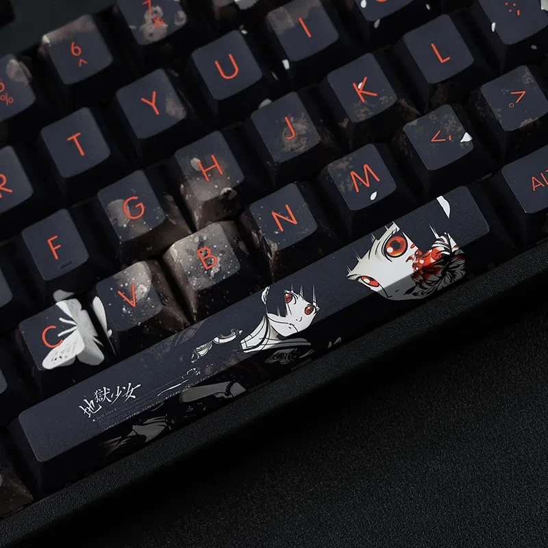 Enma Ai 108 Keycap Hell Girl Jigoku Shoujo PBT DYE Sub Cherry Profile MX Cross Axis Switch Otaku Key Cover Mechanical Keyboard