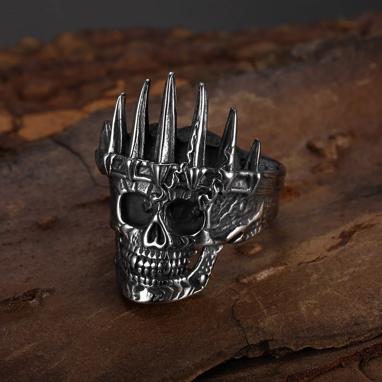 

Stainless Steel Punk Skull Crown Stainless Steel Men's Rings Size 7-14