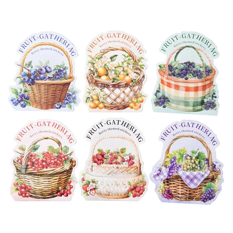 1pack/2pack 15 Sheets/pack Create Your Own Fruit Garden Sticker Set Berry Picking Series with 6 Cute Designs for Scrapbook