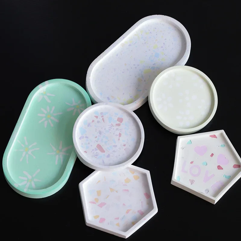 

Concrete Storage Tray Silicone Mold Elliptical Dish Silica Gel Epoxy Resin Molds Desktop Storage Box Saucer Plate Cement Mould