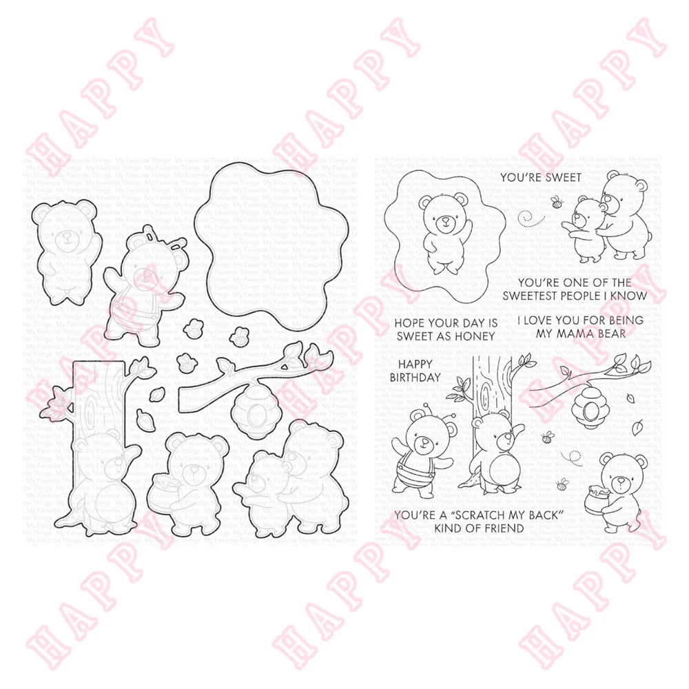 

Sweet Honey Bear Metal Cutting Dies And Stamps Scrapbook Diary Decoration Paper Craft Embossing Template DIY Greet Card Handmade