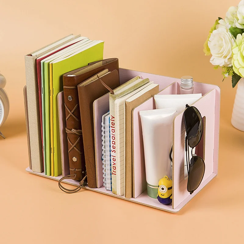 Multifunctional Home Storage Desktop Wood Bookshelf Office Documents Magazine Stationery Shelving Sundry Organizer Rack