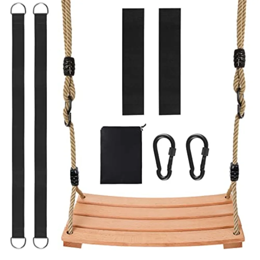 

Классическая деревянная подвесная качель для взрослых, уличная/домашняя качель с прочным канатом, деревянное сиденье для качелей.