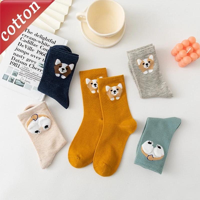 

5 Pairs Women's Socks Set Japanese Cartoon Kawaii Harajuku Sweet Cute Funny Comfortable Breath Cotton Socks For Girl Wholesale