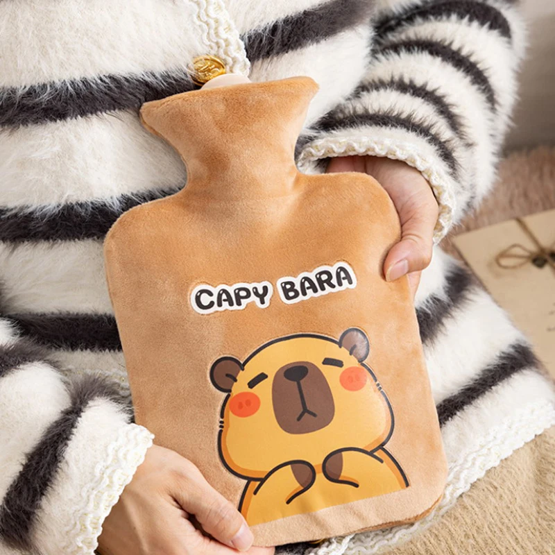 Cartoon Capybara Hand Po Warmwasserflasche 500 ml Wärmflaschen Tragbarer Handwärmer Mädchen Tasche Hand Füße Wärmbeutel