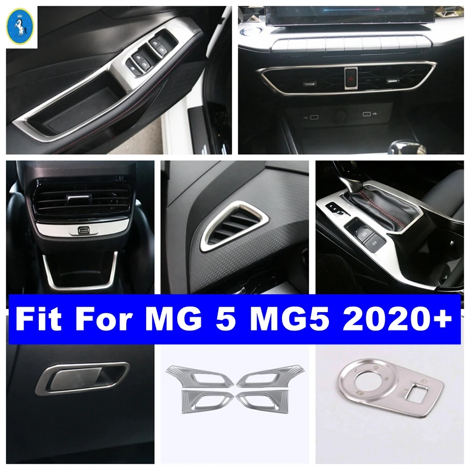 

Stainless Steel Silver Auto Glove Box Sequin / Rear Air Outlet / Door Bowl Panel Accessories Cover Trim For MG 5 MG5 2020 2021