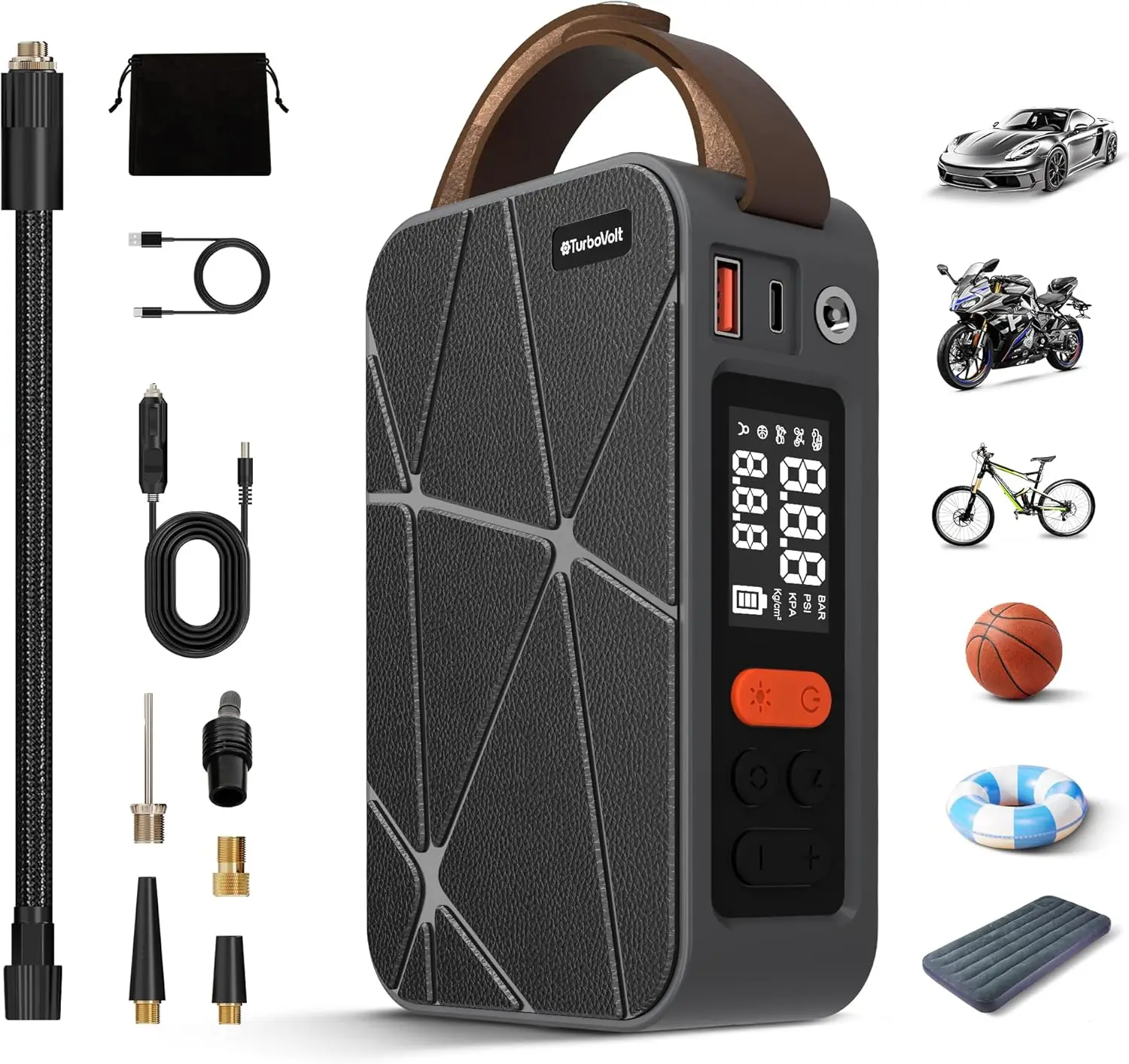 

Беспроводной светодиодный цифровой накачиватель шин с предварительно набором воздушных компрессоров для автомобилей, велосипедов и транспортных средств — аксессуары для автозапчастей