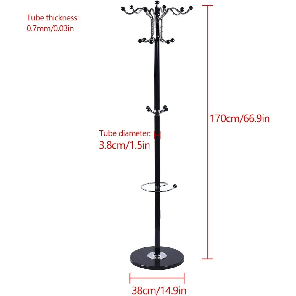 Clothes Rack Rack with Stable Stone Plate Metal Different Colors Rack Storage Freestanding Rack Standing Tree Clothes Hanger