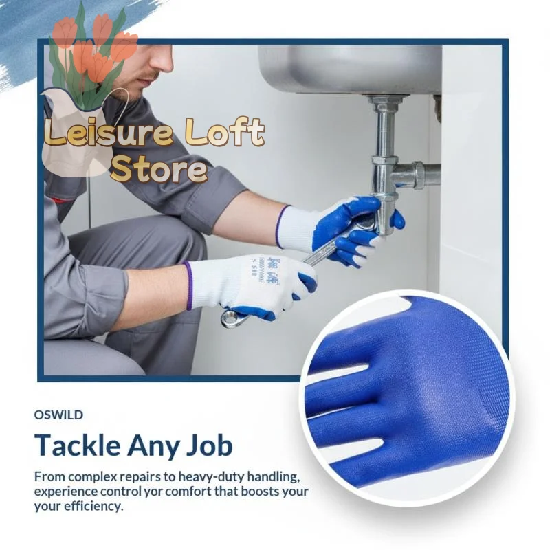 1 Pair Nitrile Coated Non-Slip Gloves, Knit Safety Protective for Industrial Labor & Building Construction