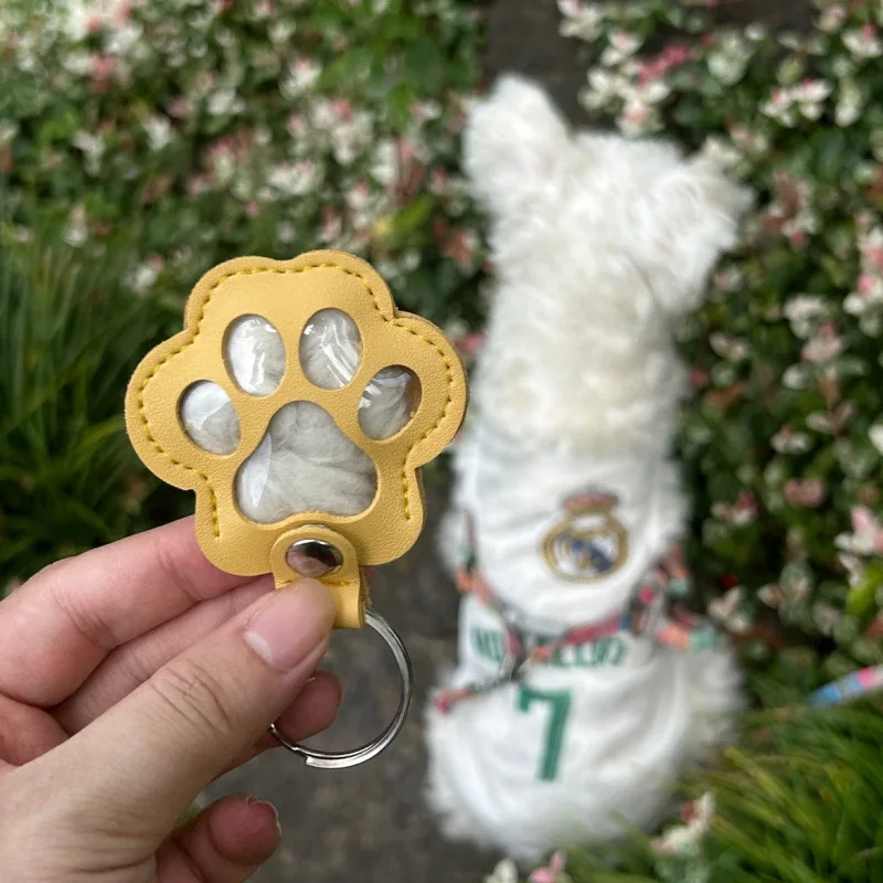 Memorial lederen huisdier haar opbergtas kattenpoot sleutelhanger multifunctionele draagbare sleutelhanger - afbeelding 1
