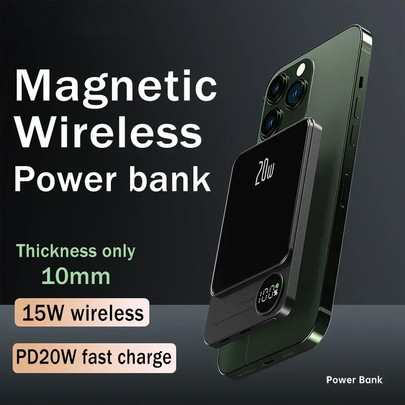 5000mAh Power Bank Magnetic Power Bank Wireless Charger Mini Slim External Auxiliary Spare Battery 10000mAh for Iphone 12 13 14